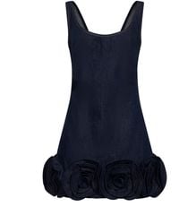 Self-Portrait - Denim 3D Flowers Mini Dress - Lyst
