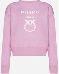 Pinko Burgos Logo Wool Jumper - Pink