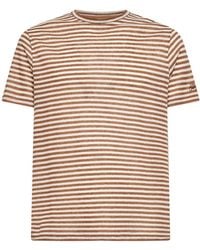 MC2 Saint Barth - And Cream Striped Linen Blend Logo Embroidered Dover T-Shirt - Lyst