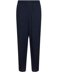 Giorgio Armani - Dark Froissé Lyocell Blend Flat Front Trousers - Lyst