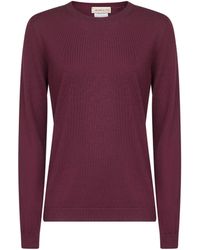 Blanca Vita - Burgundy Lightweight Virgin Wool Crewneck Sweater - Lyst