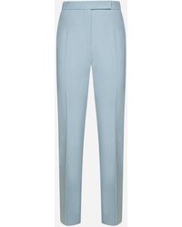 Max Mara Putty-colored Wool Trousers in Natural - Save 1% | Lyst