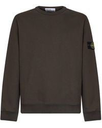 Stone Island - Coal Organic Stretch Cotton Crewneck Sweatshirt - Lyst
