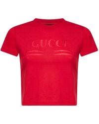 Gucci - Jersey Cropped T-Shirt With Devoré Detail - Lyst