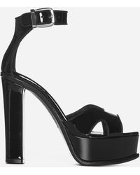 Alexander McQueen Patent Leather Platform Sandals - Black