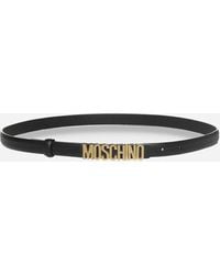 Moschino - Logo Leather Thin Belt - Lyst