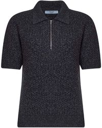 Prada - Dark And Slate Textured Melange Knit Polo Shirt - Lyst