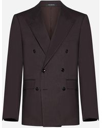 Tagliatore - Linen And Wool-blend Double-breasted Blazer - Lyst