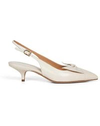 Ferragamo - Ivory Nappa Leather Bow Slingback Pumps - Lyst