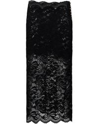 Rabanne - Stretch Floral Lace Midi Skirt - Lyst