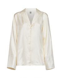 TOTEME - Cream Monogram Silk Pj Shirt - Lyst
