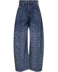 DIESEL - Cable-Knit Effect Denim 1987 D-Khelz-S2 Wide-Leg Jeans - Lyst
