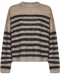 Brunello Cucinelli - And Soft Wool And Cashmere Sweater With Dazzling Stripes - Lyst