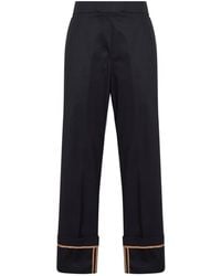 Herno - Cotton Gabardine Trousers With Turn-Up Hems - Lyst