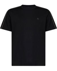 Burberry - Cotton T-Shirt With Check Trims - Lyst