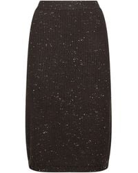 Bottega Veneta - Fondant English Rib Knit Wool Midi Skirt - Lyst