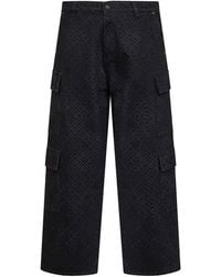 CASABLANCA - Cotton Denim Monogram Cargo Jeans - Lyst