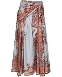 Zimmermann - Floral Paisley-Print Silk Habotai Aster Scarf Midi Skirt - Lyst