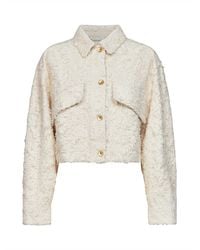 Brunello Cucinelli - Ivory Dyed Fuzzy Denim Jacket With Monili - Lyst