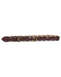 Fendi - Mahogany And Cappuccino Woven Leather Reversible Ff Belt - Lyst