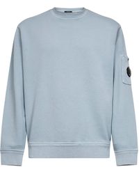 C.P. Company - Light Diagonal Cotton Fleece Lens Crewneck Sweatshirt - Lyst