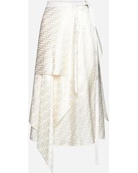 Fendi - Ff Satin Silk Wrap Skirt - Lyst