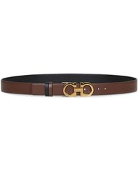 Ferragamo - Cocoa Leather "Gancini Reversible" Belt - Lyst