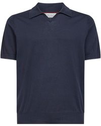 Brunello Cucinelli - Midnight Cotton Knit Polo Shirt - Lyst