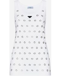 Prada - Cut-outs And Studs Cotton Top - Lyst