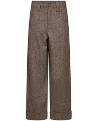 Brunello Cucinelli - Cappuccino Donegal Baggy Trousers With Monili - Lyst