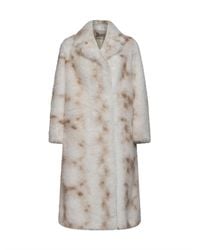 Herno - Ivory Long-Pile Lynx-Effect Faux Fur Coat - Lyst