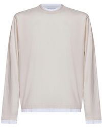 Prada - Talc And Cotton Long-Sleeved T-Shirt - Lyst