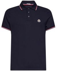 Moncler - Cotton Piqué Polo Shirt With Tricolor Trims - Lyst