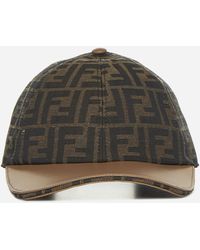 Fendi - Ff Fabric And Leather Baseball Cap - Lyst