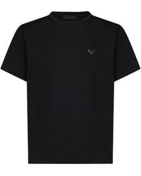 Prada - Cotton T-Shirt With Triangle Logo - Lyst