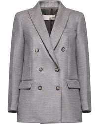 Blanca Vita - Taupe Gabardine Gloxy Double-Breasted Blazer - Lyst
