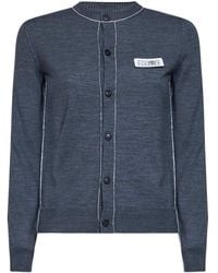 MM6 by Maison Margiela - Melange Wool Blend Cardigan With Contrasting Trims - Lyst