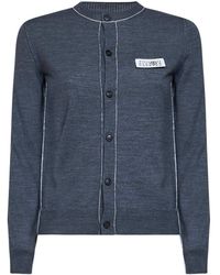 MM6 by Maison Margiela - Melange Wool Blend Cardigan With Contrasting Trims - Lyst