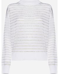 Brunello Cucinelli - Sequin-striped Cotton Sweater - Lyst