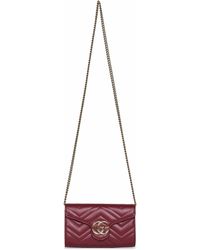 Gucci - Burgundy Gg Marmont Wallet On Chain - Lyst