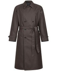 Giorgio Armani - Silk Blend Twill Double-Breasted Trench Coat - Lyst
