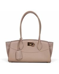 Ferragamo - Taupe New Studio Soft Bag East West (M) Handbag<Br - Lyst