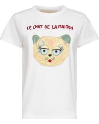 Valentino - T-Shirt Ricamata Le Chat De La Maison Bianca - Lyst