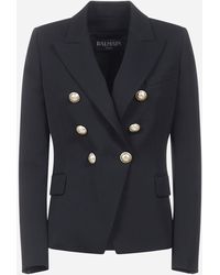 Balmain Blazer doppiopetto in twill di lana - Multicolore