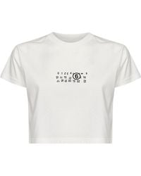 MM6 by Maison Margiela - Jersey Cropped T-Shirt With Flipped Print - Lyst