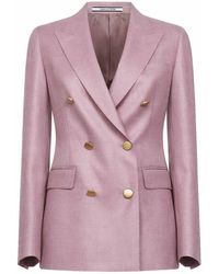 Tagliatore - Virgin Wool And Silk Double-Breasted Blazer - Lyst
