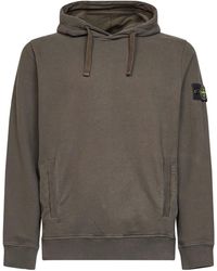 Stone Island - Coal Stretch Organic Cotton Hoodie<Br - Lyst