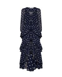 Self-Portrait - Polka Dot Georgette Ruffled Maxi Dress - Lyst