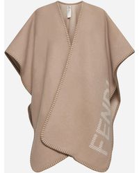 Fendi - Logo Wool And Cashmere Poncho - Lyst