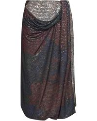 Maison Margiela - And Burgundy Printed Sequins Draped Midi Skirt - Lyst